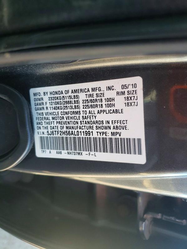 2010 Honda Accord Crosstour მანქანა იყიდება აუქციონზე, vin: 5J6TF2H56AL011991, აუქციონის ნომერი: 51334316