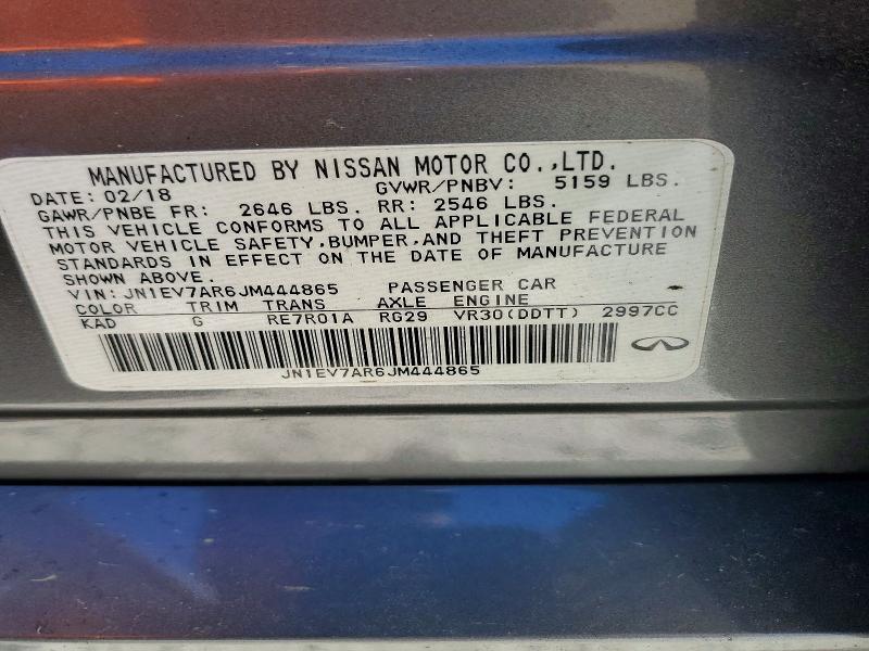 Aukcja sprzedaży 2018 Infiniti Q50, vin: JN1EV7AR6JM444865, numer aukcji: 49644656