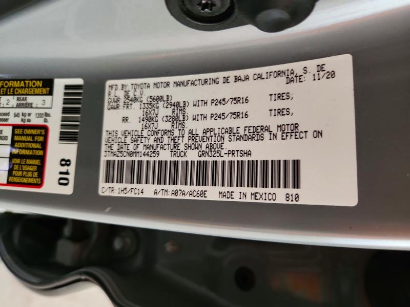 51208866 :رقم المزاد ، 3TMAZ5CN0MM144259 vin ، 2021 Toyota Tacoma مزاد بيع