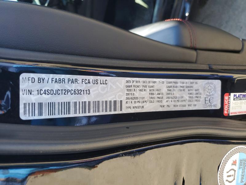 49719506 :رقم المزاد ، 1C4SDJCT2PC632113 vin ، 2023 Dodge Durango مزاد بيع