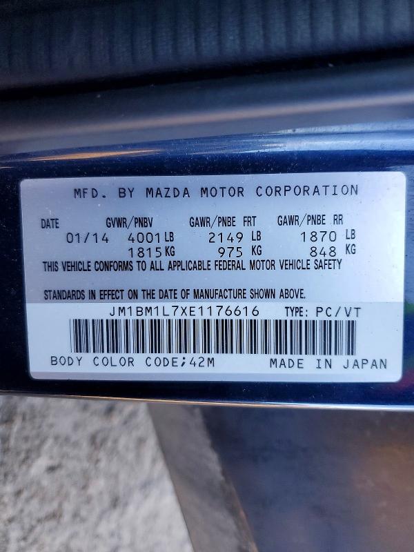 51701906 :رقم المزاد ، JM1BM1L7XE1176616 vin ، 2014 Mazda 3 مزاد بيع