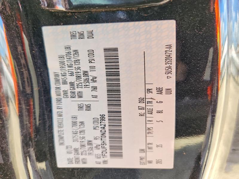 2022 Ford F550 მანქანა იყიდება აუქციონზე, vin: 1FDUF5HT0NDA27996, აუქციონის ნომერი: 49408046