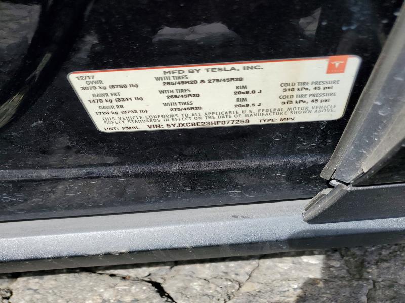 Aukcja sprzedaży 2017 Tesla Model X, vin: 5YJXCBE23HF077258, numer aukcji: 48331866