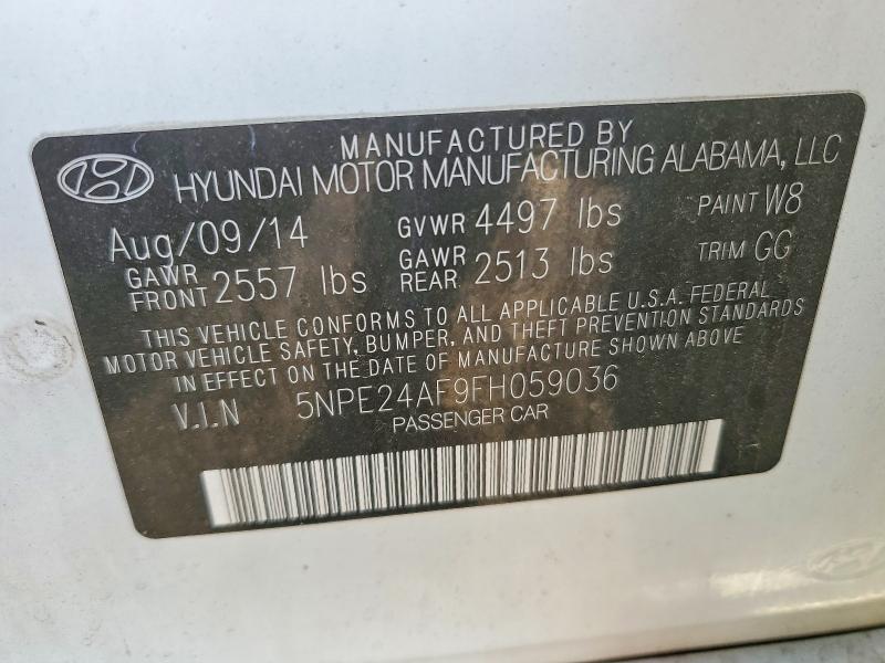 51098456 :رقم المزاد ، 5NPE24AF9FH059036 vin ، 2015 Hyundai Sonata مزاد بيع