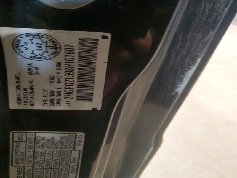 2008 Honda Civic მანქანა იყიდება აუქციონზე, vin: 2HGFG21598H101607, აუქციონის ნომერი: 50163536