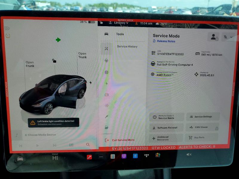2026 Tesla Model 3 მანქანა იყიდება აუქციონზე, vin: 5YJ3E1EB4TF123322, აუქციონის ნომერი: 48005896