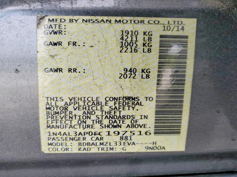 Aukcja sprzedaży 2015 Nissan Altima, vin: 1N4AL3AP0FC197516, numer aukcji: 51513136