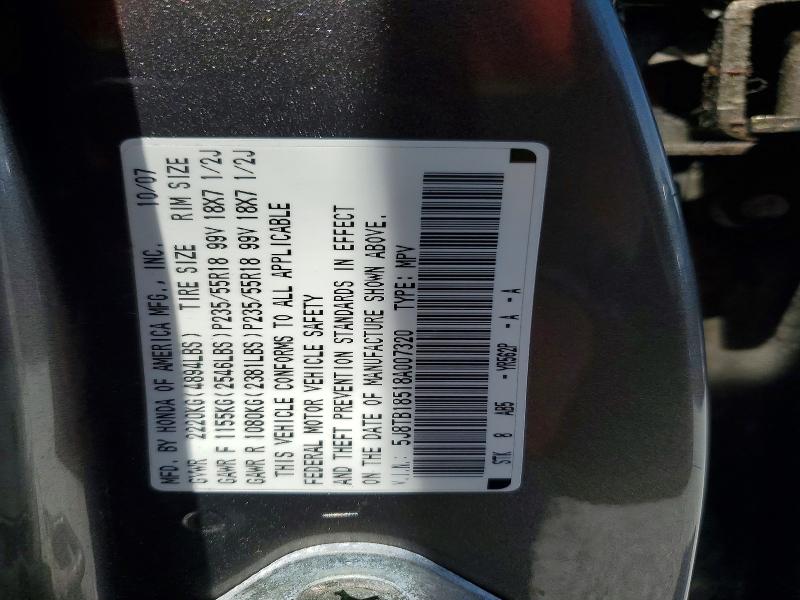 2008 Acura Rdx მანქანა იყიდება აუქციონზე, vin: 5J8TB18518A007320, აუქციონის ნომერი: 50915836