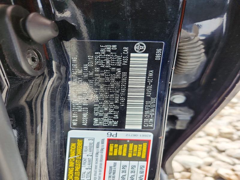 Продажа на аукционе авто 2012 Toyota Camry, vin: 4T4BF1FK6CR208288, номер лота: 49883236