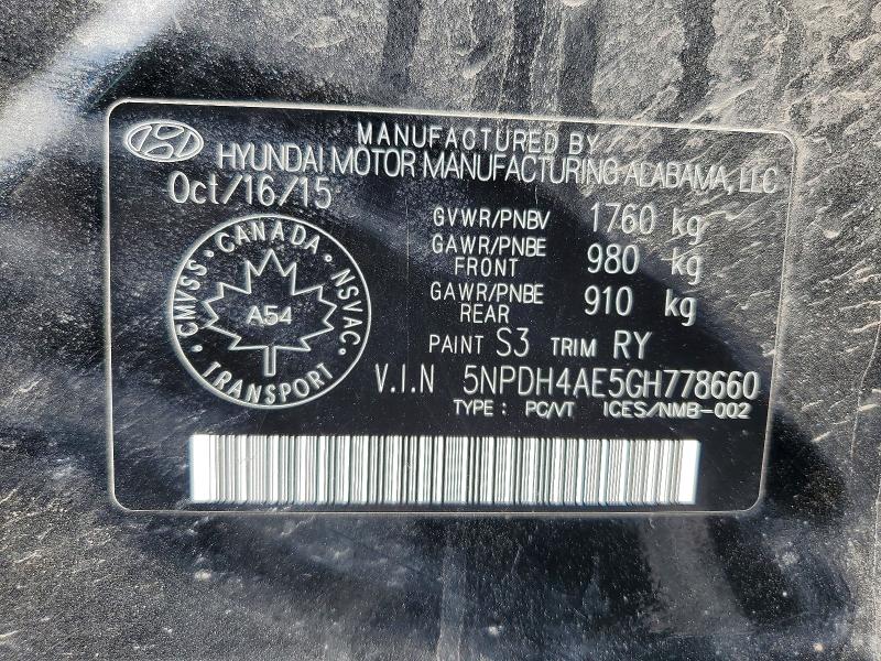 Продаж на аукціоні авто 2016 Hyundai Elantra, vin: 5NPDH4AE5GH778660, номер лоту: 50146886