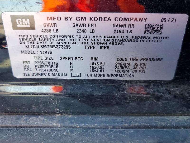 Продаж на аукціоні авто 2021 Chevrolet Trax, vin: KL7CJLSM7MB373295, номер лоту: 48361216