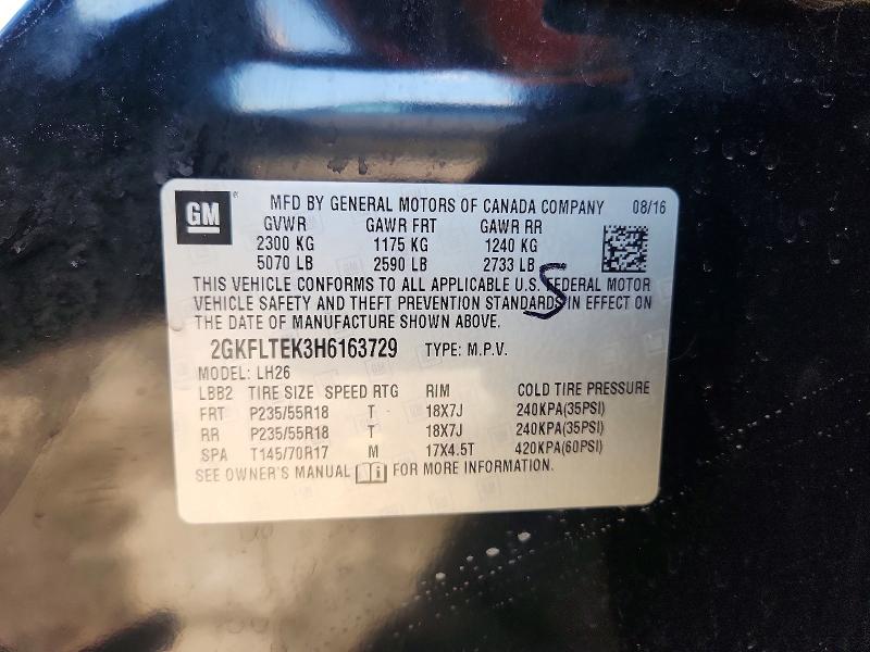 Aukcja sprzedaży 2017 Gmc Terrain, vin: 2GKFLTEK3H6163729, numer aukcji: 48974056