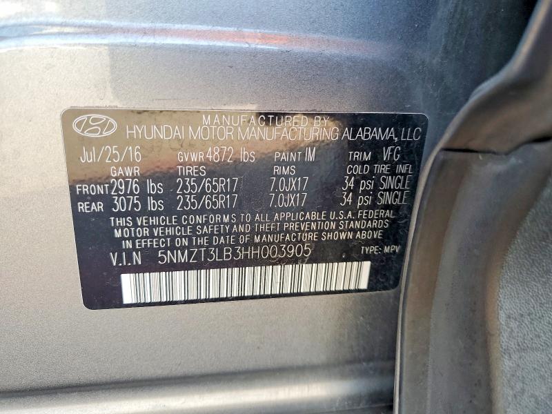 51320116 :رقم المزاد ، 5NMZT3LB3HH003905 vin ، 2017 Hyundai Santa Fe Sport مزاد بيع