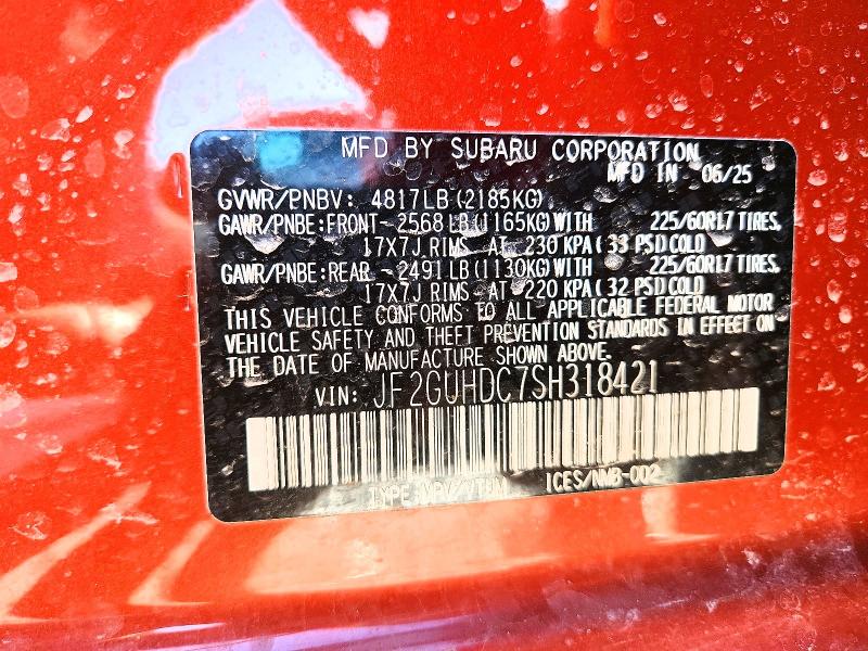 Продажа на аукционе авто 2025 Subaru Crosstrek, vin: JF2GUHDC7SH318421, номер лота: 48809116