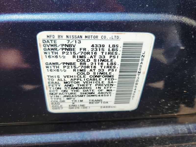 Продажа на аукционе авто 2013 Nissan Rogue, vin: JN8AS5MT3DW544581, номер лота: 49332326