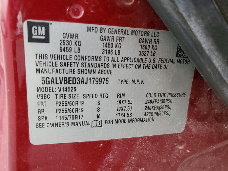 Продаж на аукціоні авто 2010 Buick Enclave, vin: 5GALVBED3AJ179976, номер лоту: 48194146