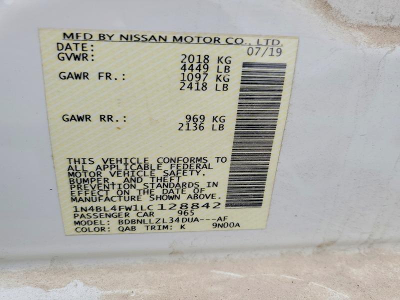 50649676 :رقم المزاد ، 1N4BL4FW1LC128842 vin ، 2020 Nissan Altima مزاد بيع
