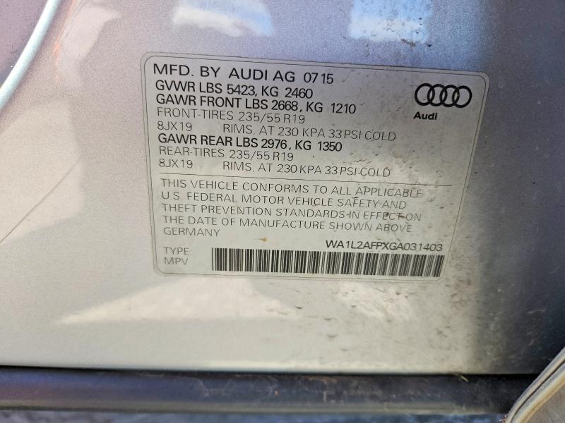 50050556 :رقم المزاد ، WA1L2AFPXGA031403 vin ، 2016 Audi Q5 مزاد بيع