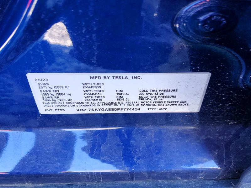 51485936 :رقم المزاد ، 7SAYGAEE0PF774434 vin ، 2023 Tesla Model Y مزاد بيع