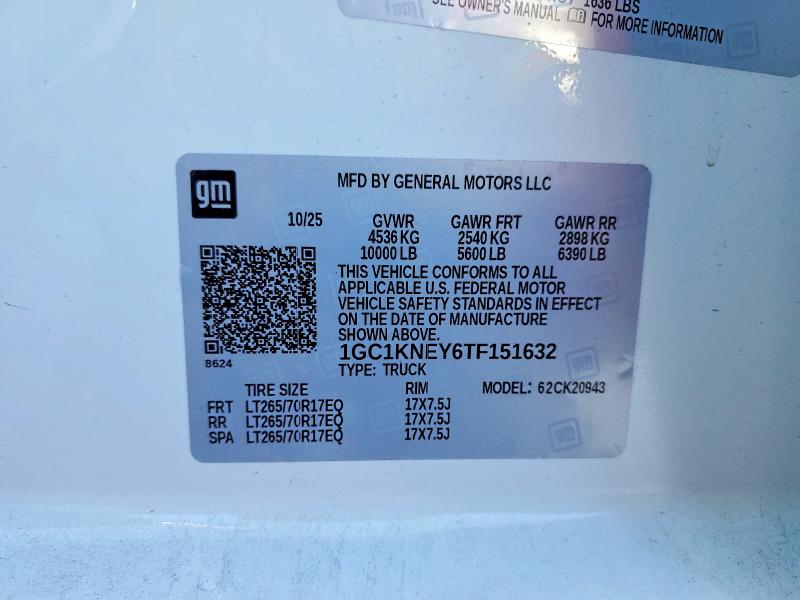 Продажа на аукционе авто 2026 Chevrolet Silverado, vin: 1GC1KNEY6TF151632, номер лота: 49942456