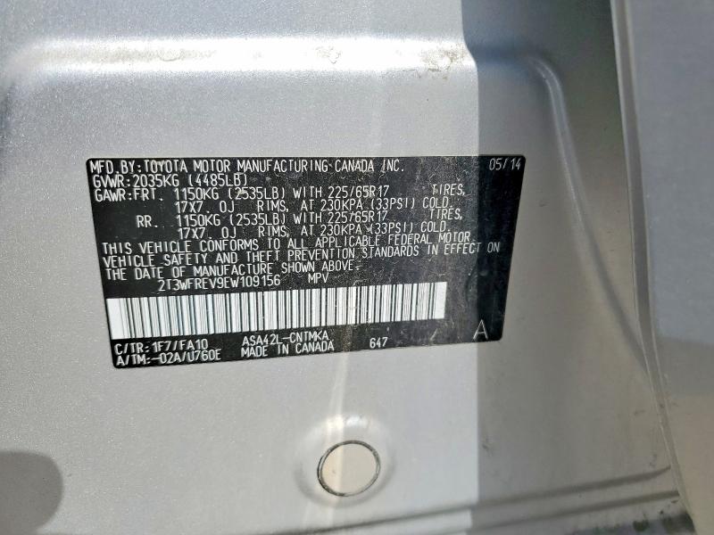 Aukcja sprzedaży 2014 Toyota Rav4, vin: 2T3WFREV9EW109156, numer aukcji: 49450286