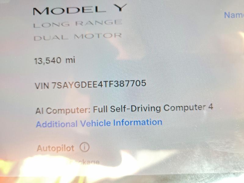Продаж на аукціоні авто 2026 Tesla Model Y, vin: 7SAYGDEE4TF387705, номер лоту: 51138336