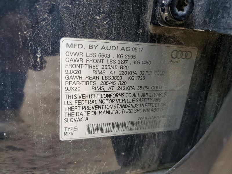 Продаж на аукціоні авто 2017 Audi Q7, vin: WA1LAAF78HD058053, номер лоту: 48715576
