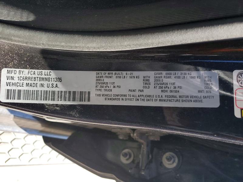 2021 Ram 1500 მანქანა იყიდება აუქციონზე, vin: 1C6RREBT8MN811305, აუქციონის ნომერი: 49943826