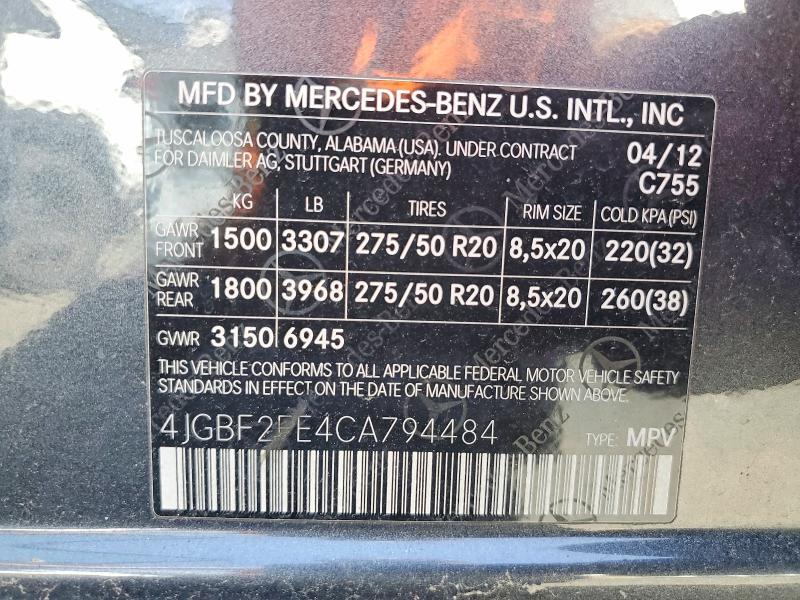 Продажа на аукционе авто 2012 Mercedes-benz Gl, vin: 4JGBF2FE4CA794484, номер лота: 51172836