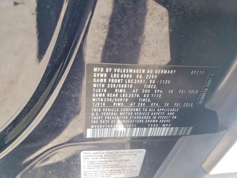49239566 :رقم المزاد ، WVGBV7AX2CW510071 vin ، 2012 Volkswagen Tiguan مزاد بيع