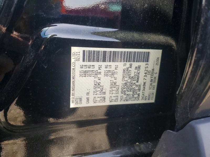 2021 Nissan Rogue მანქანა იყიდება აუქციონზე, vin: 5N1AT3AA9MC734253, აუქციონის ნომერი: 48906926