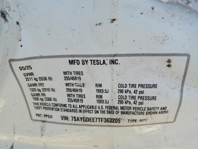 2026 Tesla Model Y მანქანა იყიდება აუქციონზე, vin: 7SAYGDEE7TF363205, აუქციონის ნომერი: 49310186