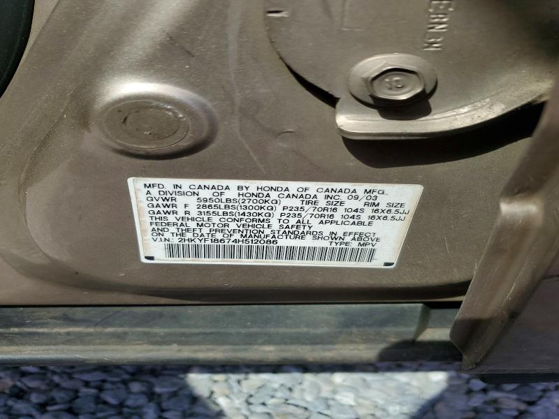50307706 :رقم المزاد ، 2HKYF18674H512086 vin ، 2004 Honda Pilot مزاد بيع