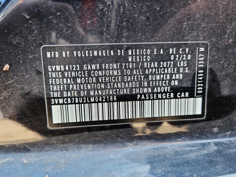 49610156 :رقم المزاد ، 3VWCB7BU2LM042166 vin ، 2020 Volkswagen Jetta مزاد بيع