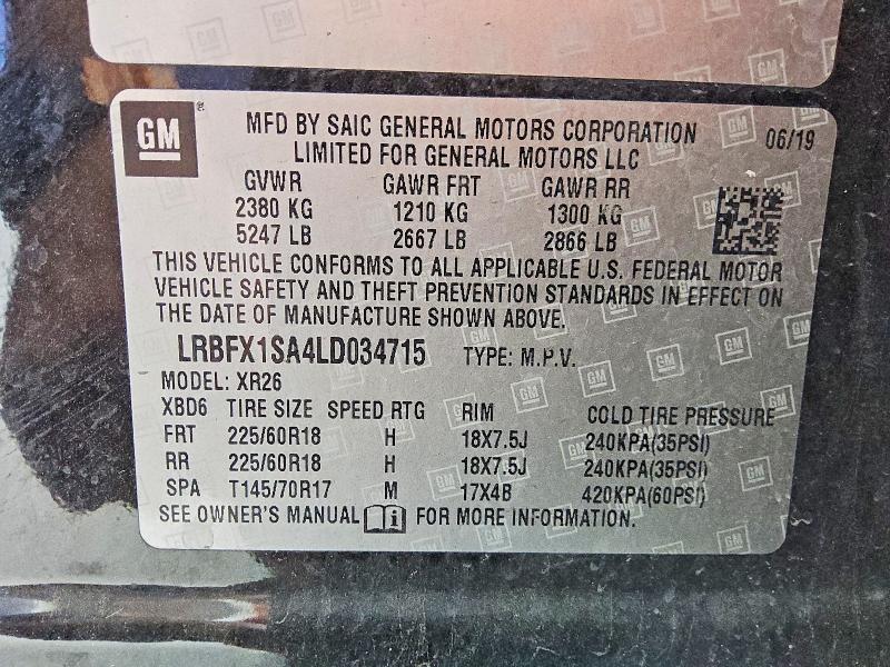 Продаж на аукціоні авто 2020 Buick Envision, vin: LRBFX1SA4LD034715, номер лоту: 51487726