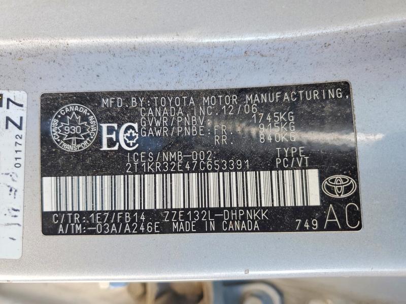 Aukcja sprzedaży 2007 Toyota Matrix, vin: 2T1KR32E47C653391, numer aukcji: 48491916
