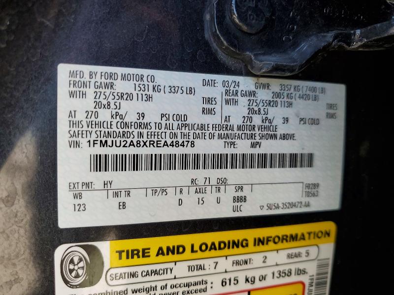 51042306 :رقم المزاد ، 1FMJU2A8XREA48478 vin ، 2024 Ford Expedition مزاد بيع