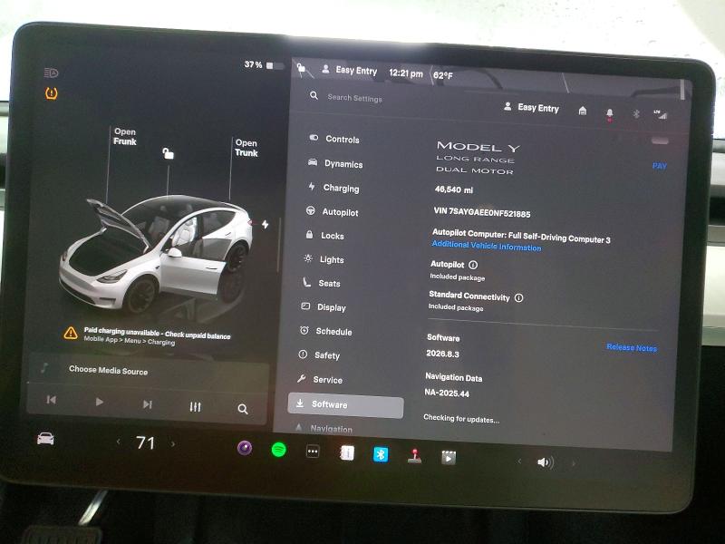2022 Tesla Model Y მანქანა იყიდება აუქციონზე, vin: 7SAYGAEE0NF521885, აუქციონის ნომერი: 49355246
