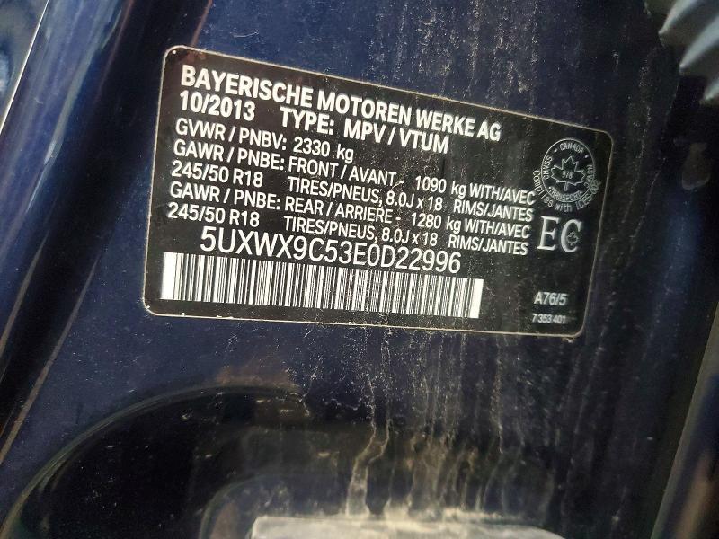 Aukcja sprzedaży 2014 Bmw X3, vin: 5UXWX9C53E0D22996, numer aukcji: 50823786