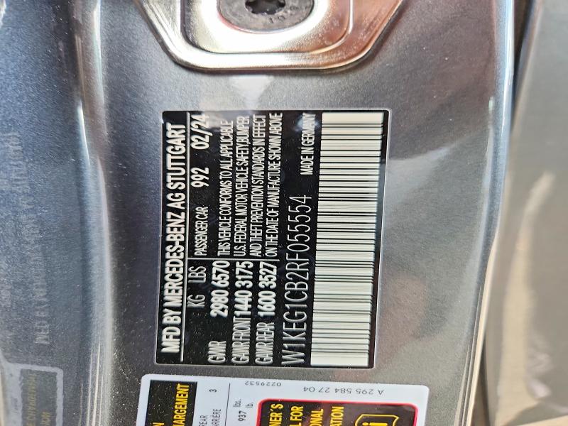 47346846 :رقم المزاد ، W1KEG1CB2RF055554 vin ، 2024 Mercedes-benz Eqe Sedan مزاد بيع