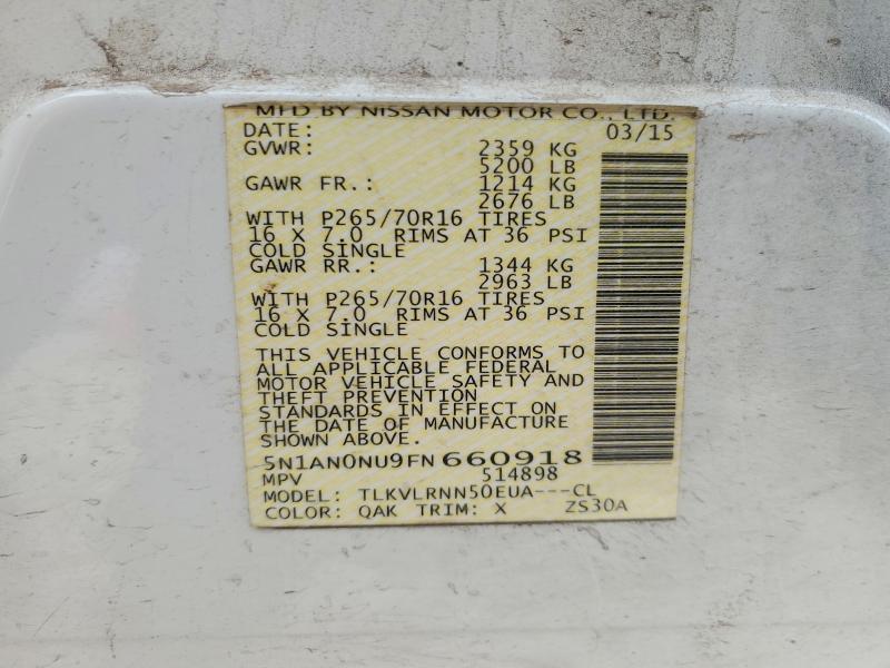Продаж на аукціоні авто 2015 Nissan Xterra, vin: 5N1AN0NU9FN660918, номер лоту: 51351586
