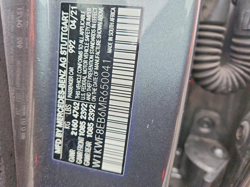 Продажа на аукционе авто 2021 Mercedes-benz C, vin: W1KWF8EB6MR650041, номер лота: 51666206