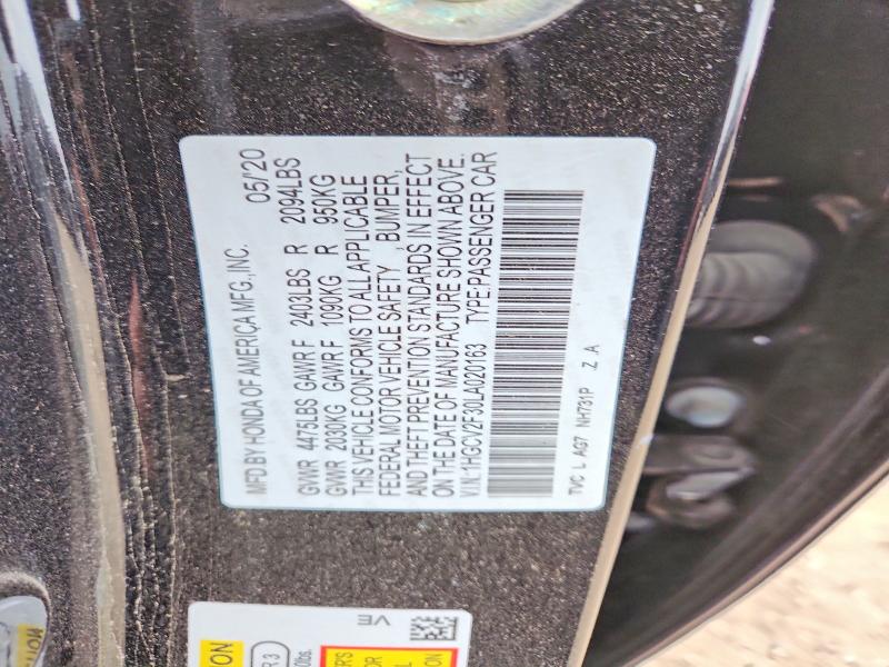 51324926 :رقم المزاد ، 1HGCV2F30LA020163 vin ، 2020 Honda Accord مزاد بيع