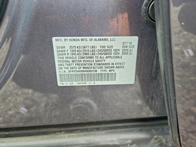 49142856 :رقم المزاد ، 5FRYD4H89HB002236 vin ، 2017 Acura Mdx مزاد بيع