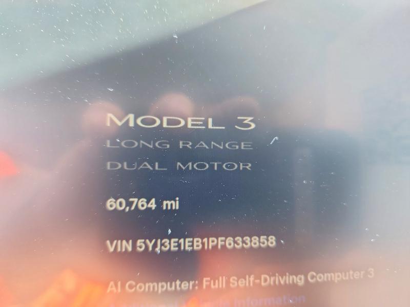 2023 Tesla Model 3 მანქანა იყიდება აუქციონზე, vin: 5YJ3E1EB1PF633858, აუქციონის ნომერი: 49860036