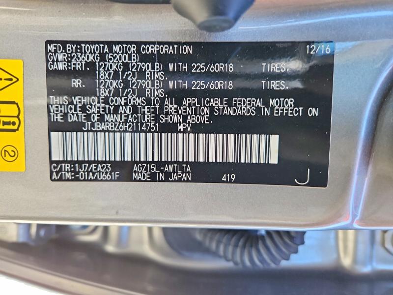 Aukcja sprzedaży 2017 Lexus Nx 200t, vin: JTJBARBZ6H2114751, numer aukcji: 48346086