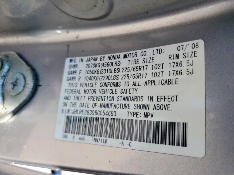 Продажа на аукционе авто 2008 Honda Cr-v, vin: JHLRE38398C054693, номер лота: 49844566
