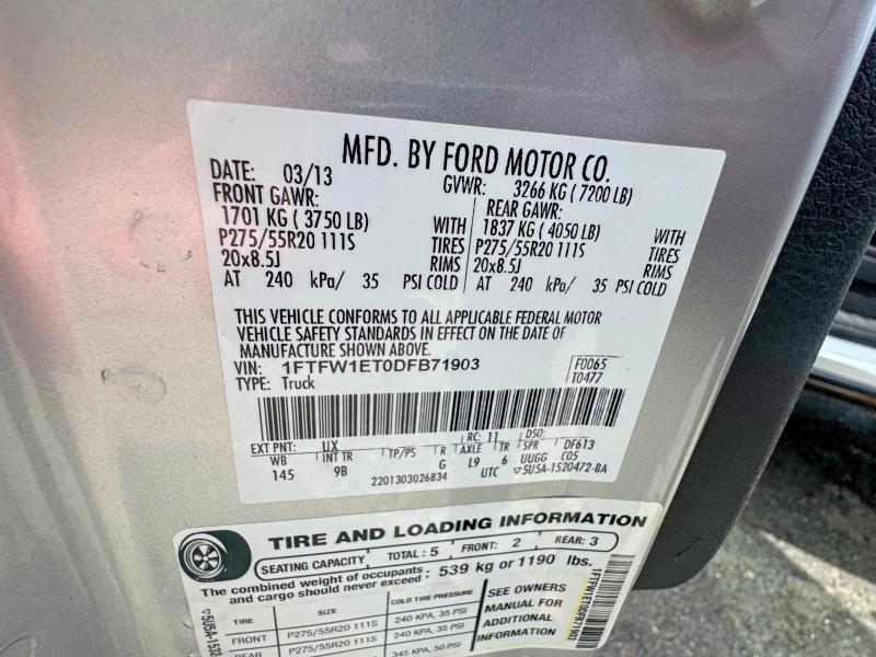 Aukcja sprzedaży 2013 Ford F150, vin: 1FTFW1ET0DFB71903, numer aukcji: 51941106