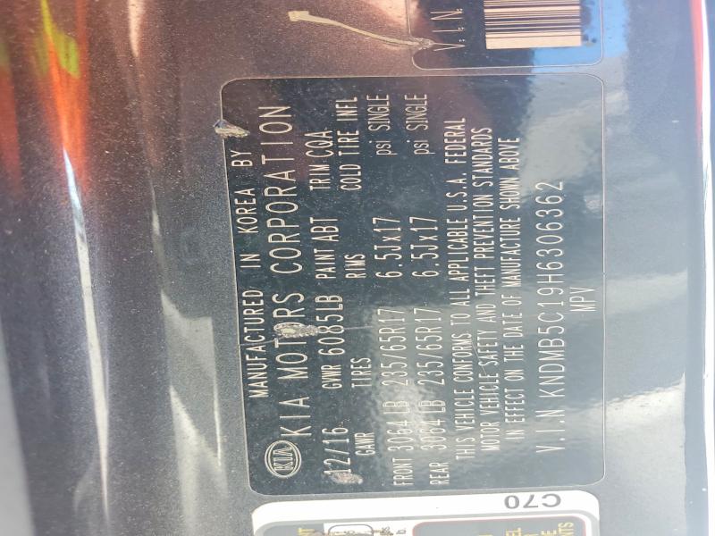 51458296 :رقم المزاد ، KNDMB5C19H6306362 vin ، 2017 Kia Sedona مزاد بيع