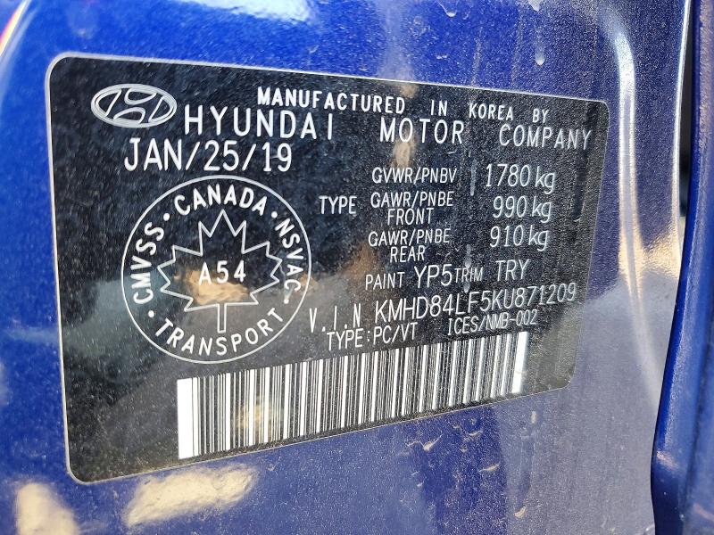 Aukcja sprzedaży 2019 Hyundai Elantra, vin: KMHD84LF5KU871209, numer aukcji: 51476566